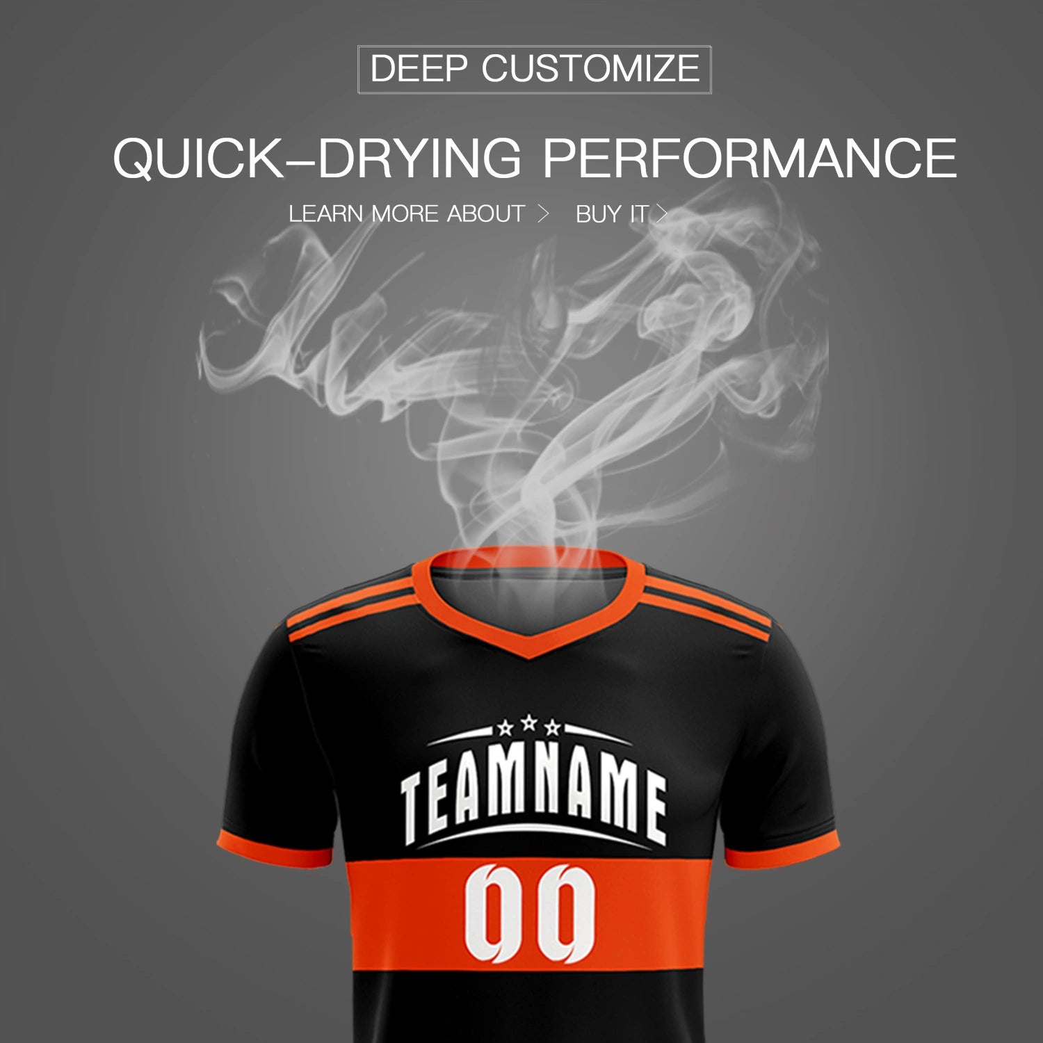 Custom Black Orange Breathable Soccer Sets Jersey