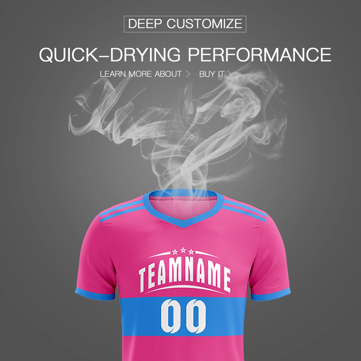 Custom Pink-Powder Blue Breathable Soccer Sets Jersey