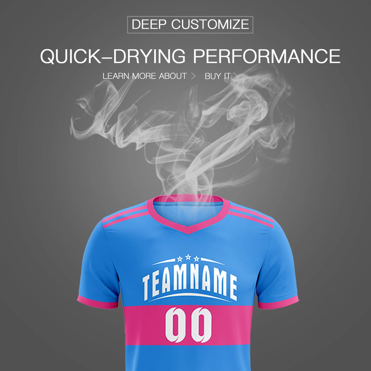 Custom Powder Blue-Pink Breathable Soccer Sets Jersey