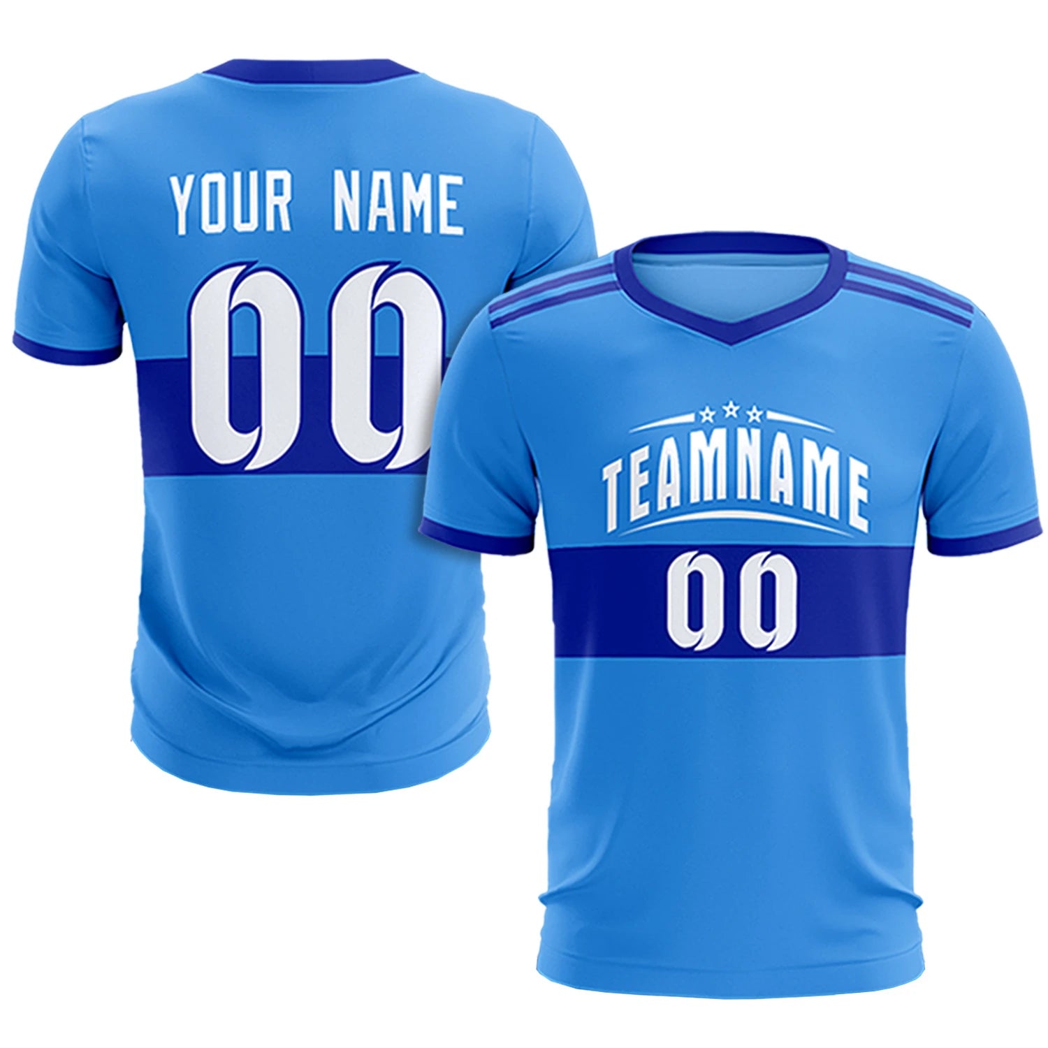 Custom Powder Blue-Royal Blue Breathable Soccer Sets Jersey