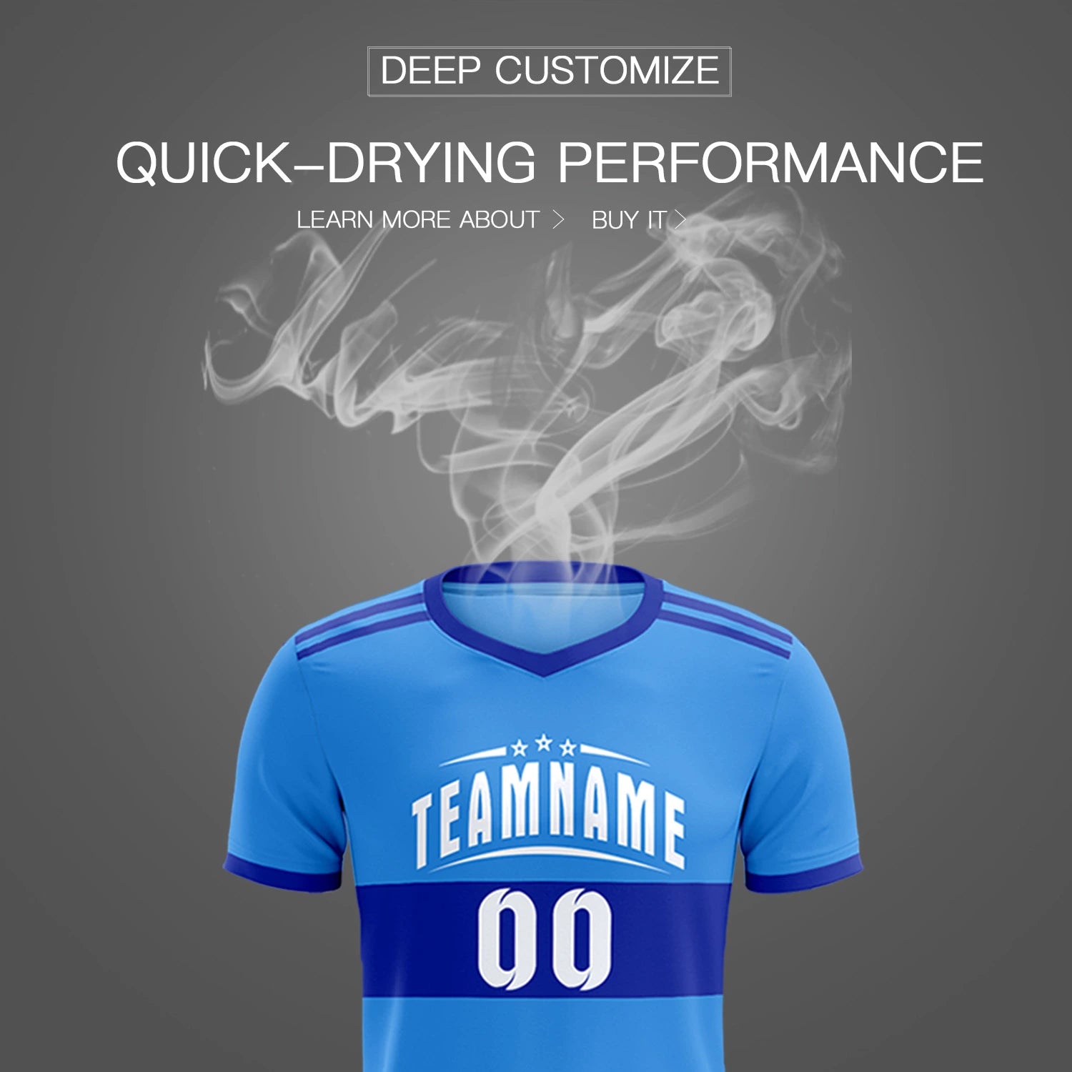 Custom Powder Blue-Royal Blue Breathable Soccer Sets Jersey