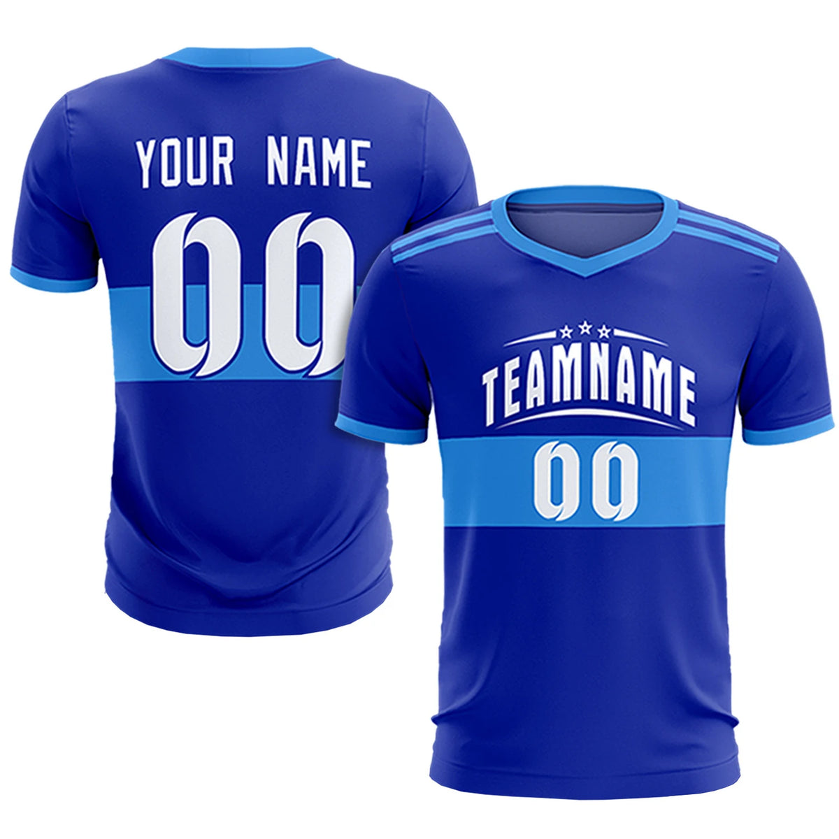 Custom Royal Blue-Powder Blue Breathable Soccer Sets Jersey