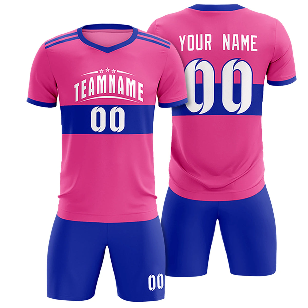 Custom Pink-Royal Blue Breathable Soccer Sets Jersey
