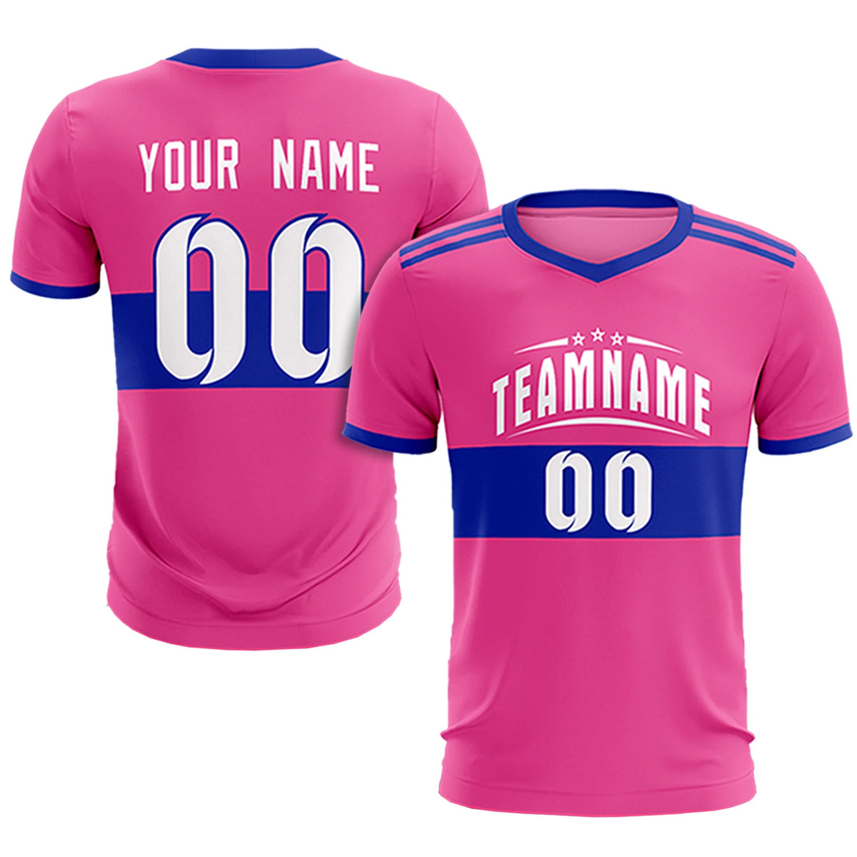Custom Pink-Royal Blue Breathable Soccer Sets Jersey