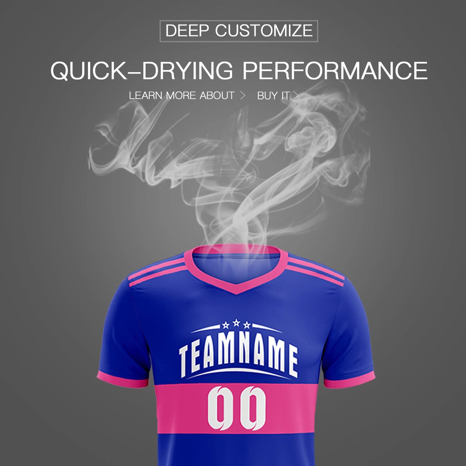 Custom Royal Blue-Pink Breathable Soccer Sets Jersey