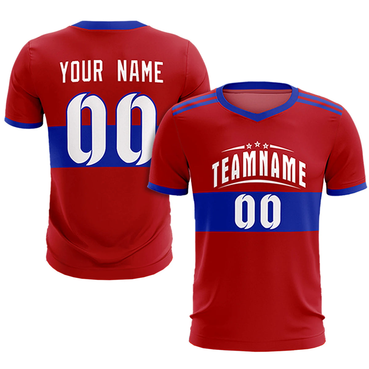 Custom Red-Royal Blue Breathable Soccer Sets Jersey