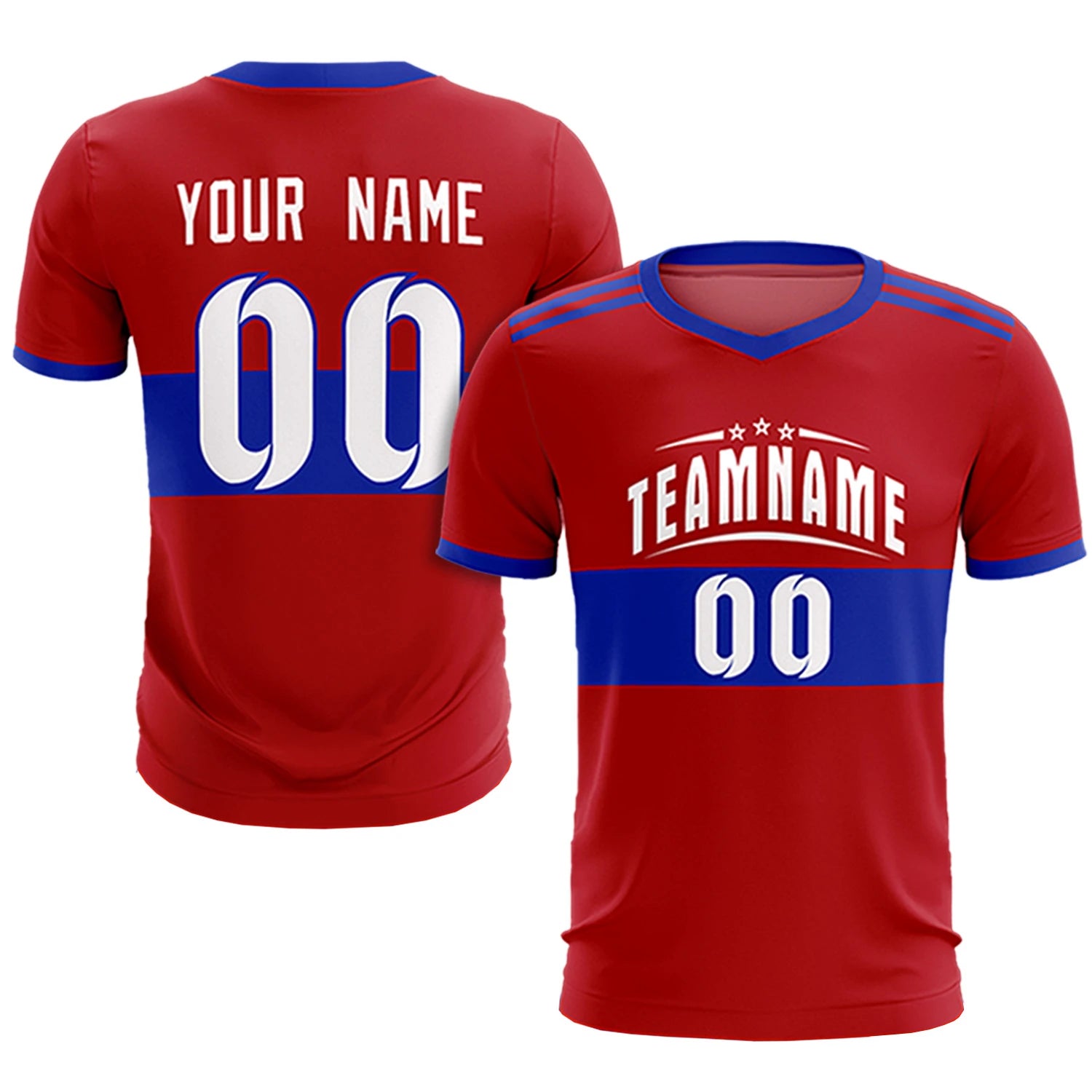 Custom Red-Royal Blue Breathable Soccer Sets Jersey