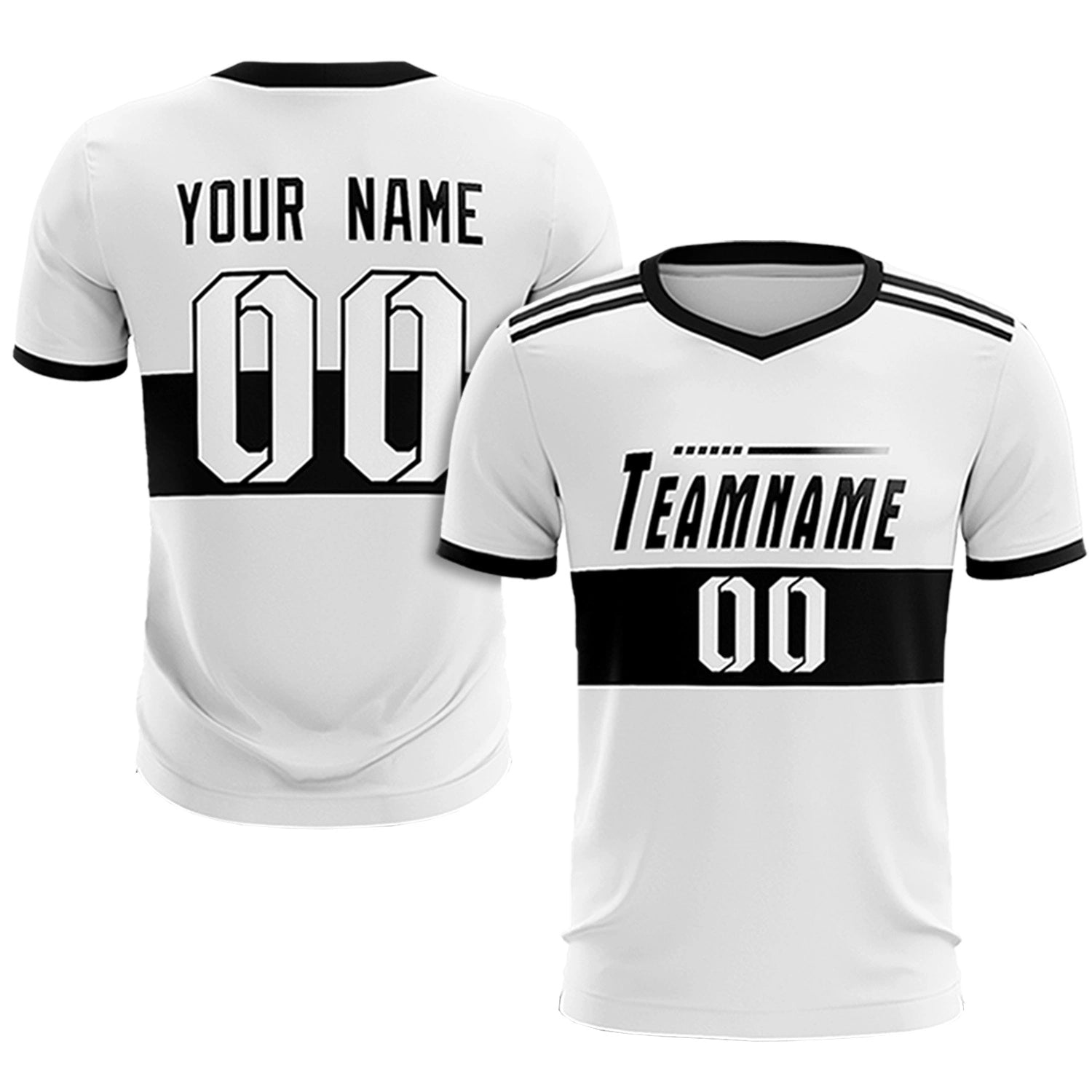 Custom White Black Breathable Soccer Sets Jersey