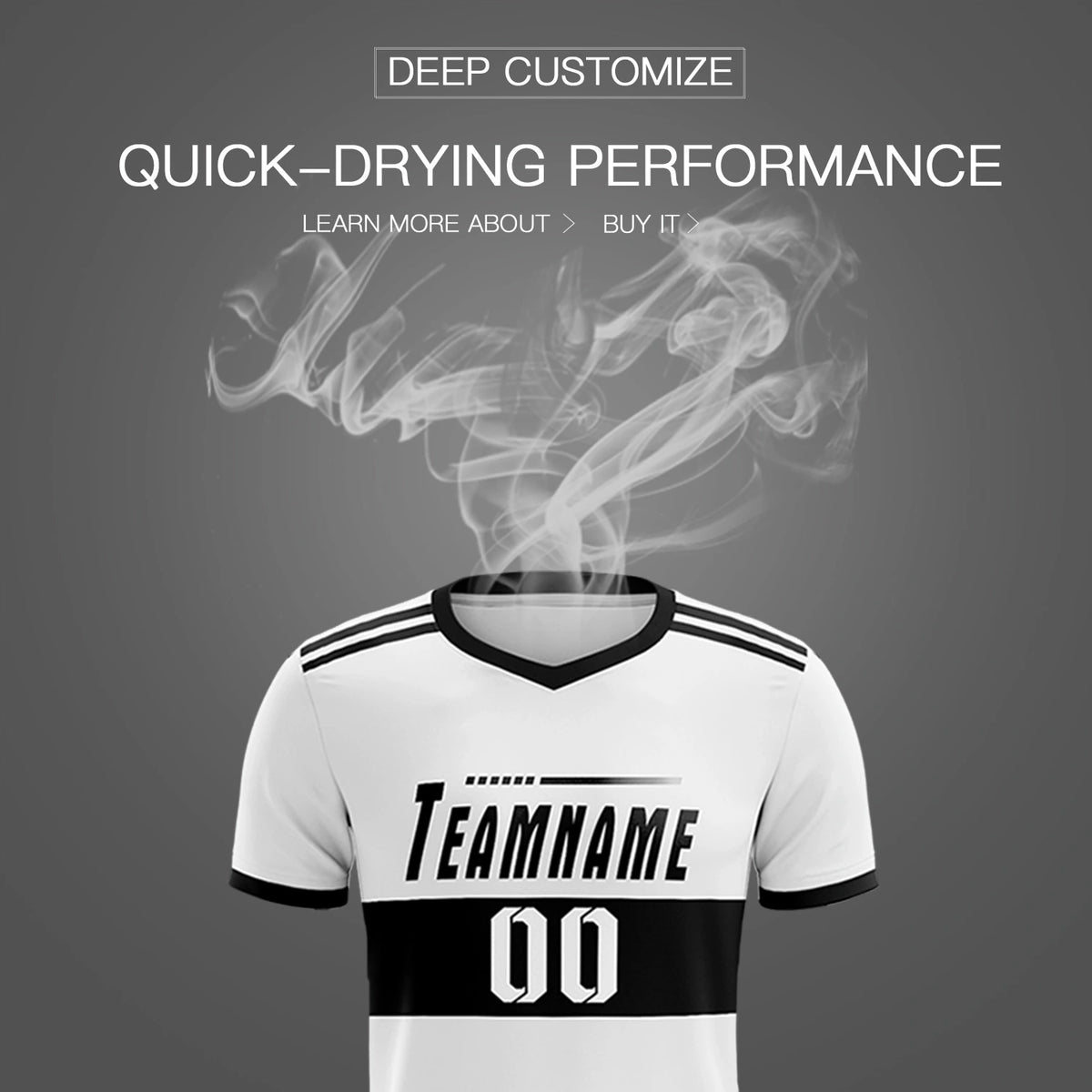 Custom White Black Breathable Soccer Sets Jersey