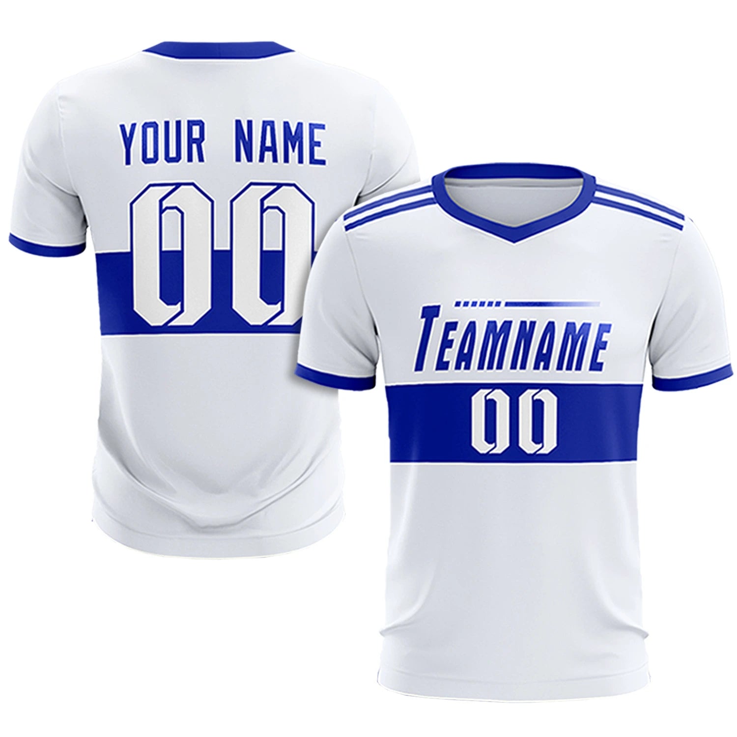 Custom White-Royal Blue Breathable Soccer Sets Jersey