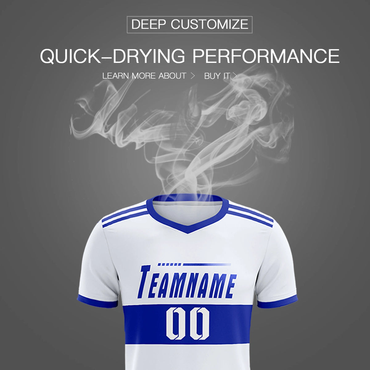 Custom White-Royal Blue Breathable Soccer Sets Jersey