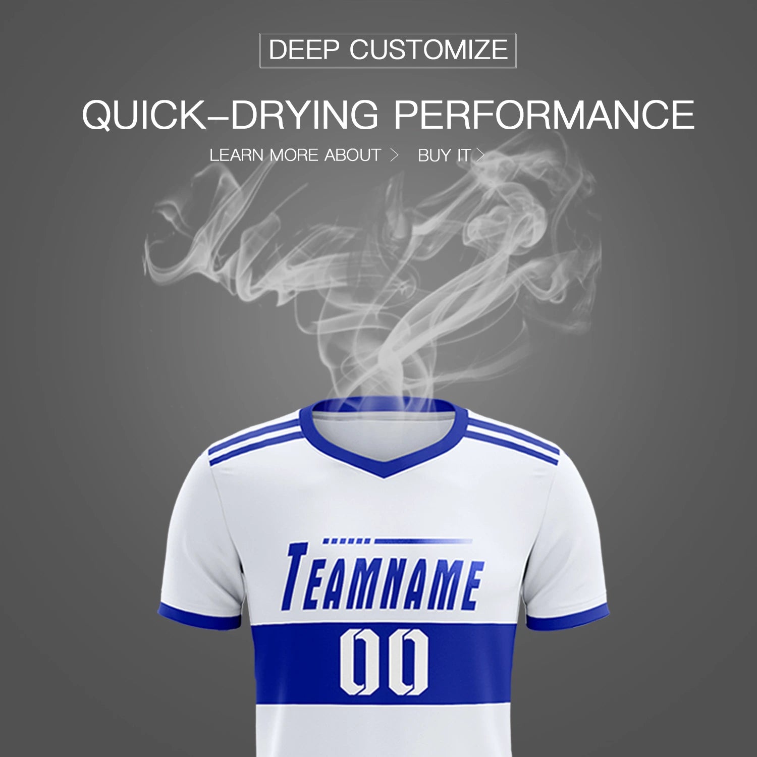 Custom White-Royal Blue Breathable Soccer Sets Jersey