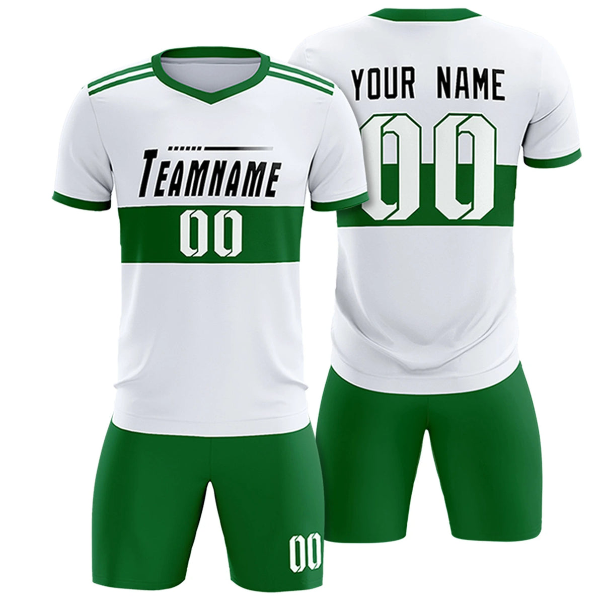 Custom White-Kelly Green Breathable Soccer Sets Jersey