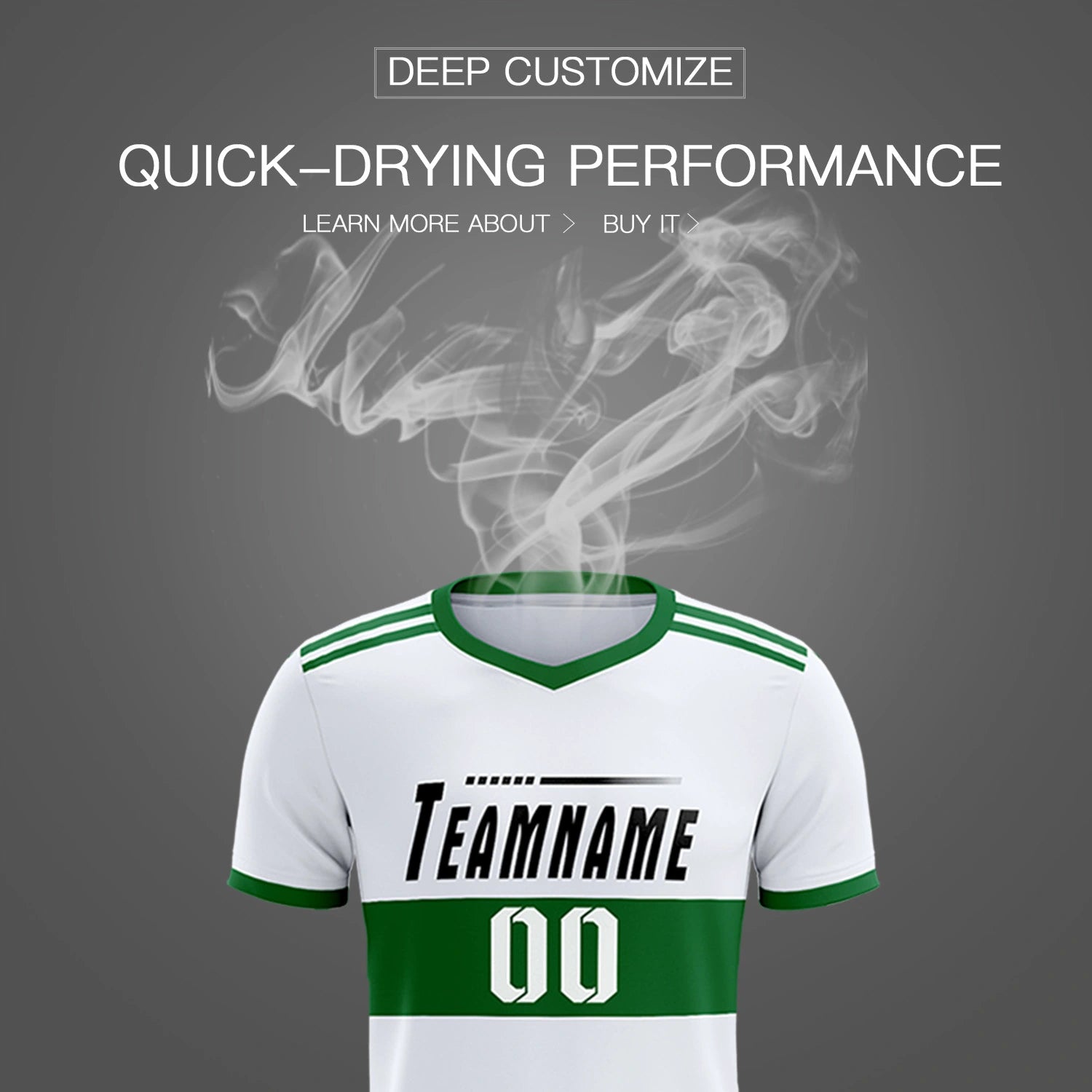 Custom White-Kelly Green Breathable Soccer Sets Jersey