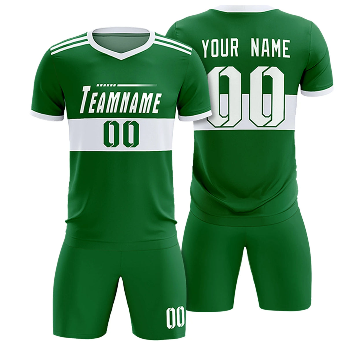 Custom Kelly Green-White Breathable Soccer Sets Jersey