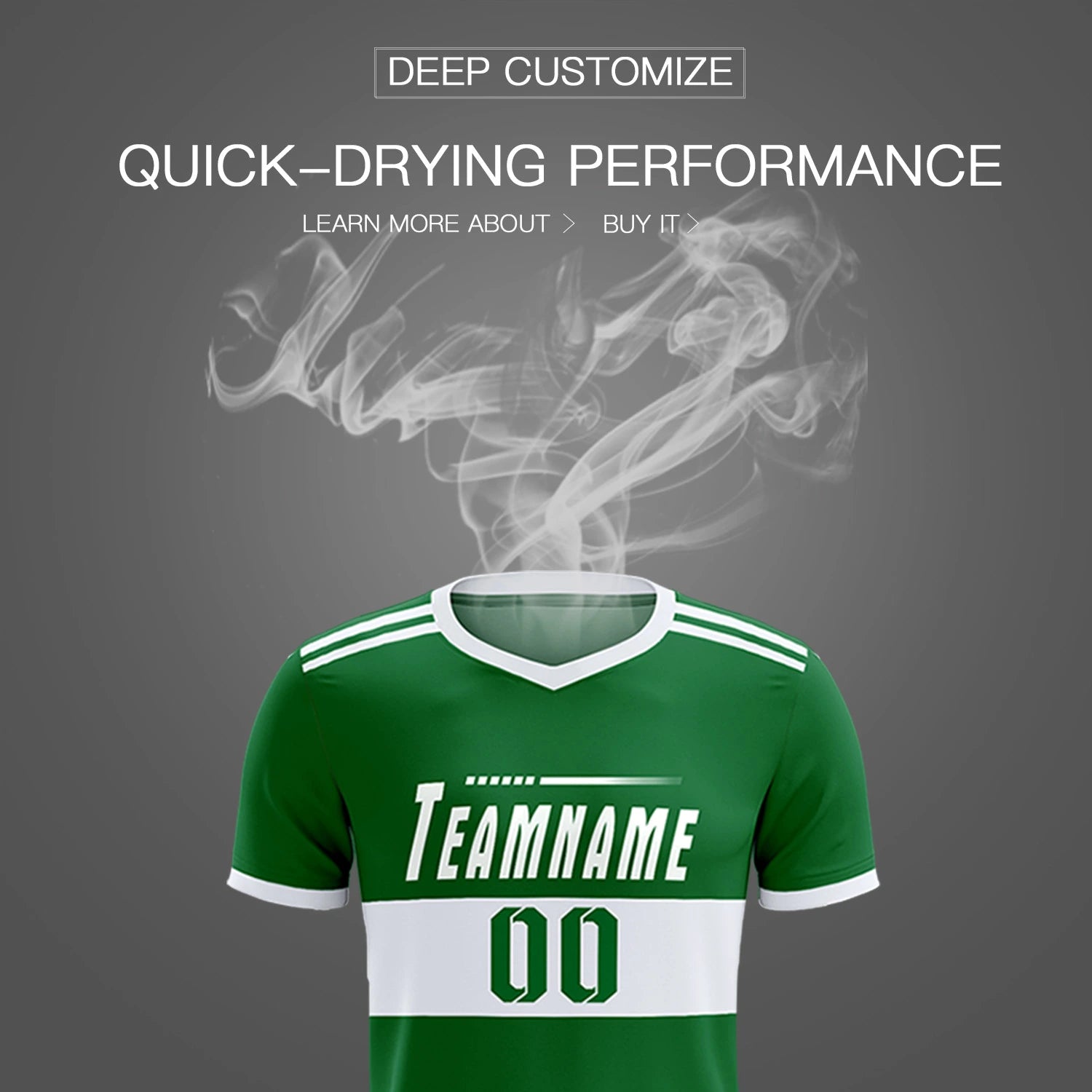 Custom Kelly Green-White Breathable Soccer Sets Jersey