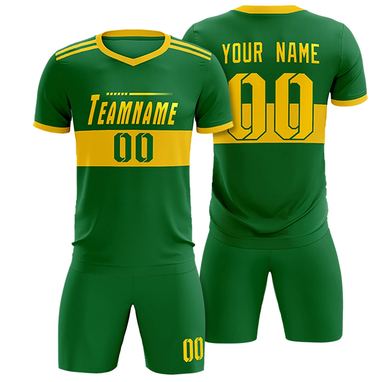 Custom Kelly Green-Gold 01 Breathable Soccer Sets Jersey