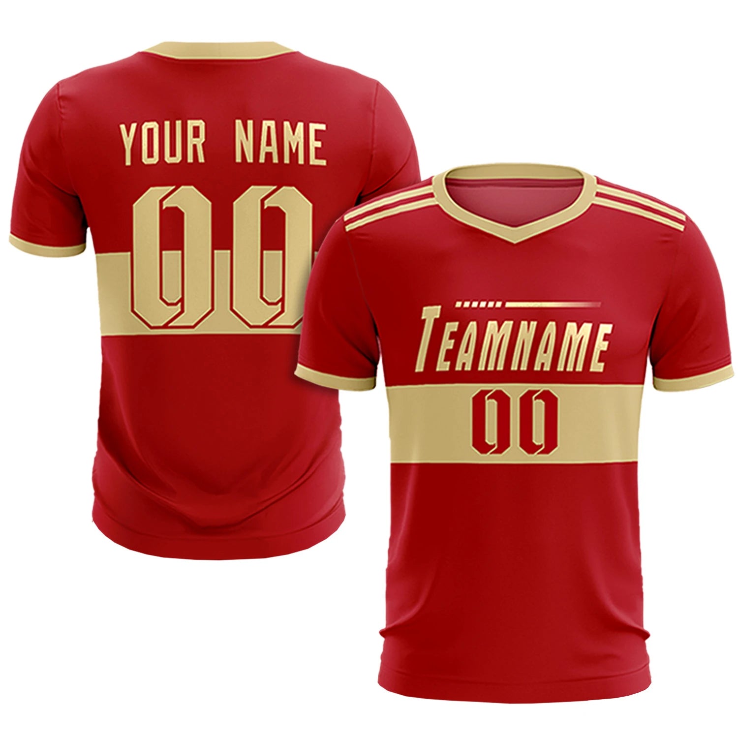 Custom Red Khaki Breathable Soccer Sets Jersey