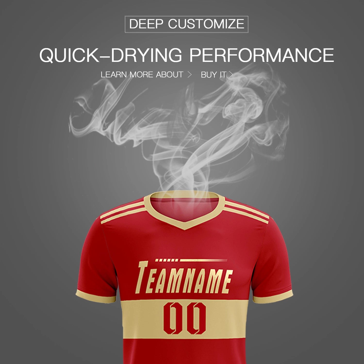 Custom Red Khaki Breathable Soccer Sets Jersey