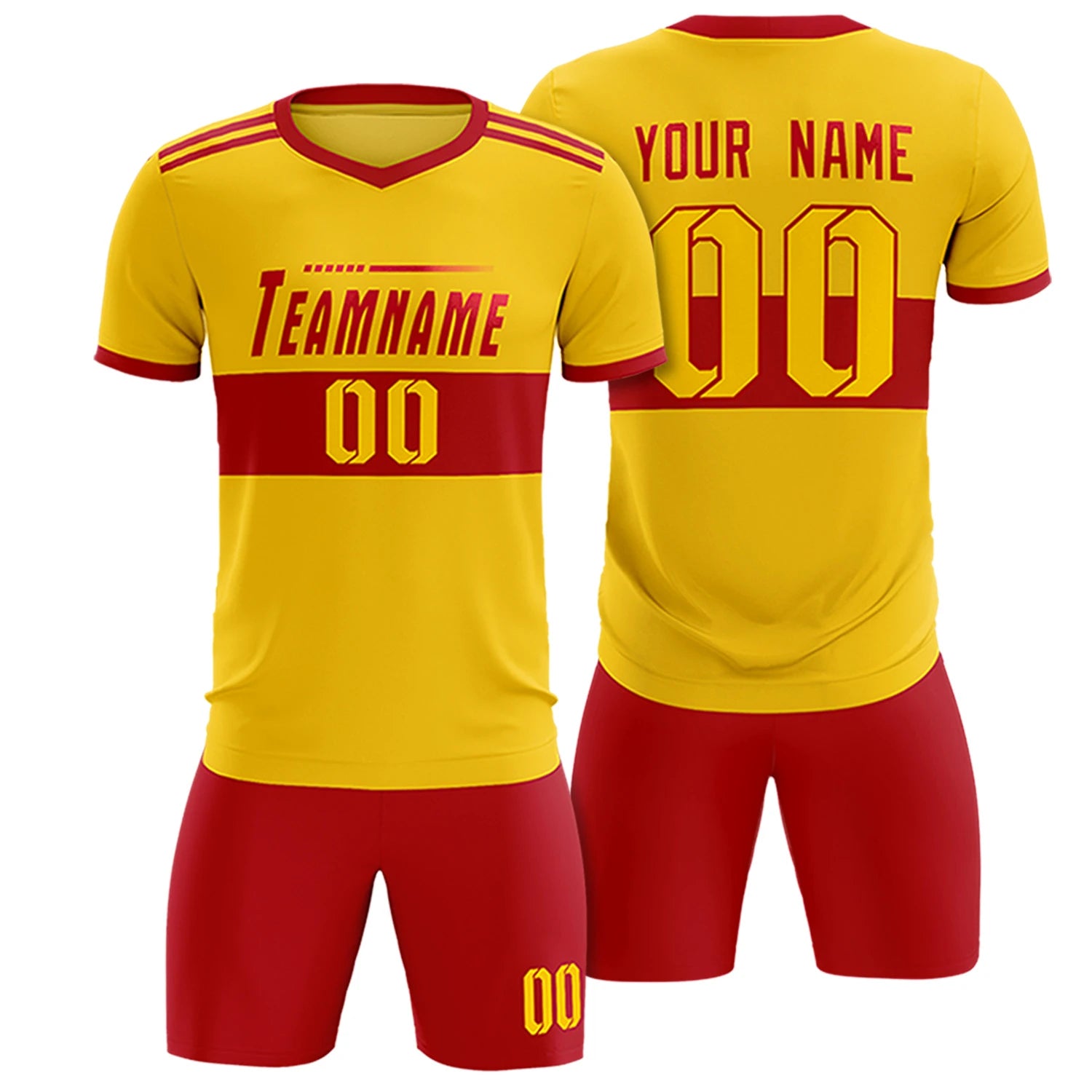 Custom Gold01 Red Breathable Soccer Sets Jersey