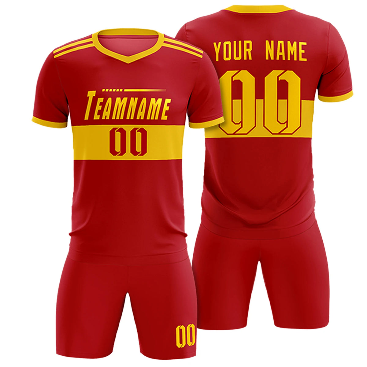 Custom Red Gold01 Breathable Soccer Sets Jersey