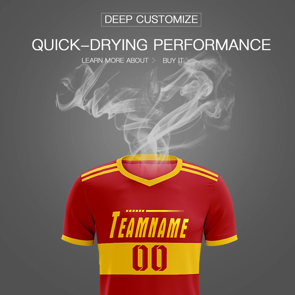 Custom Red Gold01 Breathable Soccer Sets Jersey