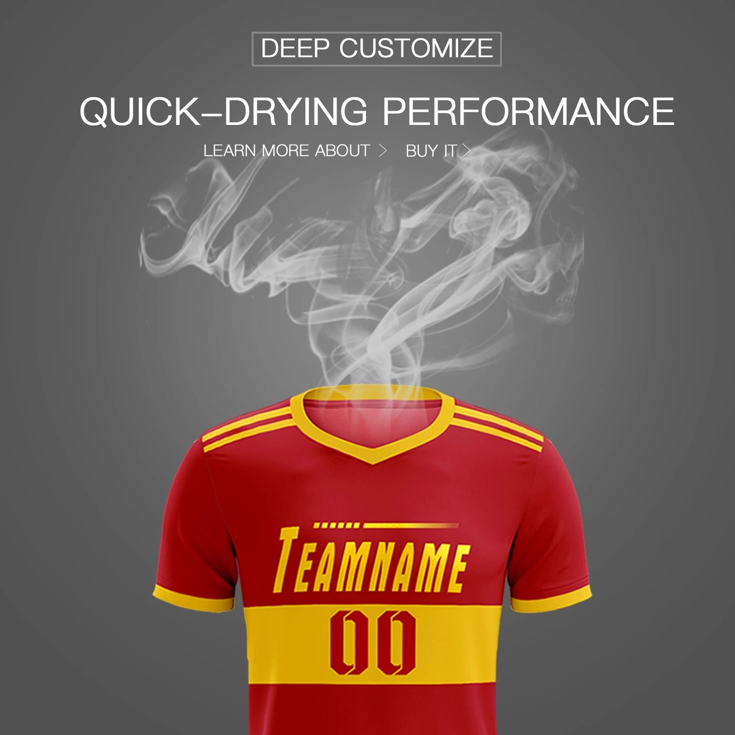 Custom Red Gold01 Breathable Soccer Sets Jersey