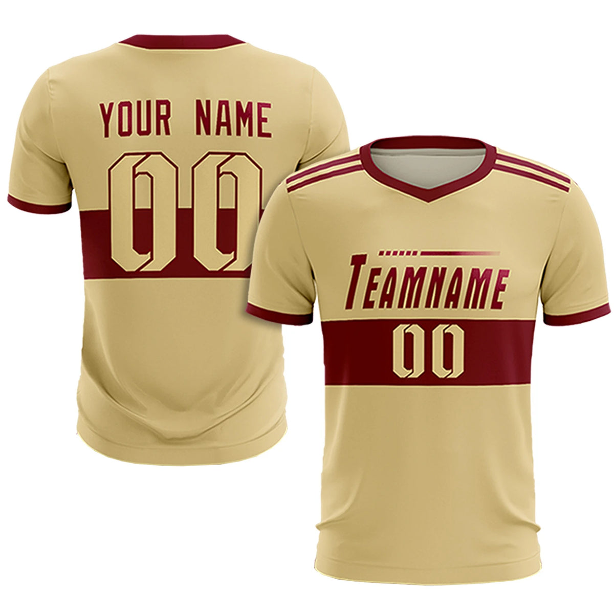 Custom Khaki Crimson Breathable Soccer Sets Jersey