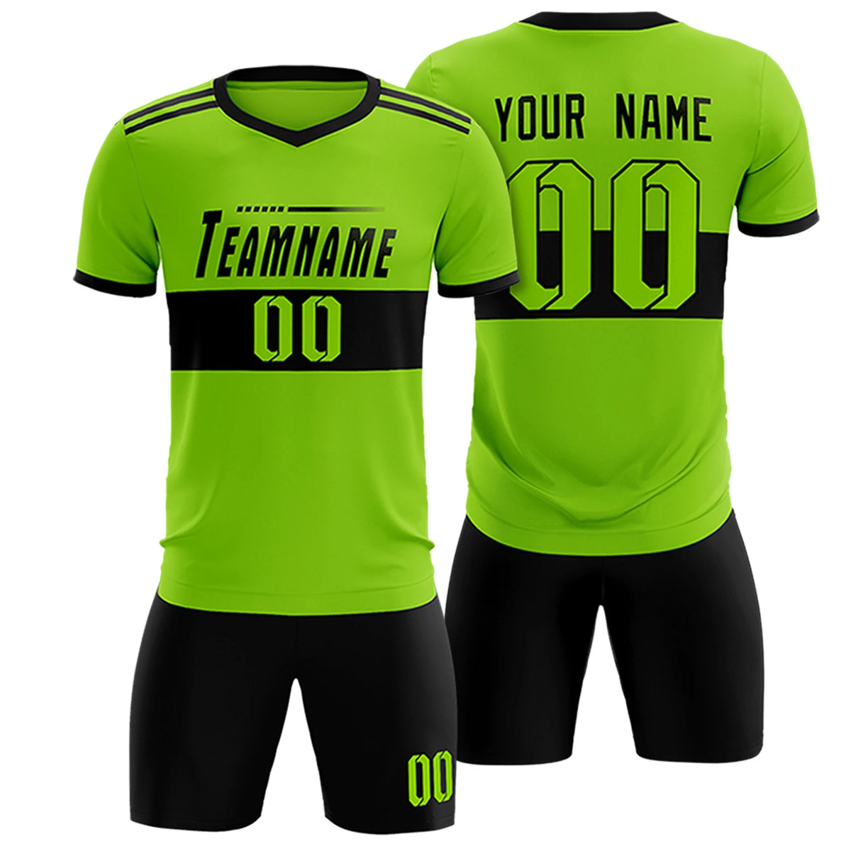 Custom Neon Green-Black Breathable Soccer Sets Jersey