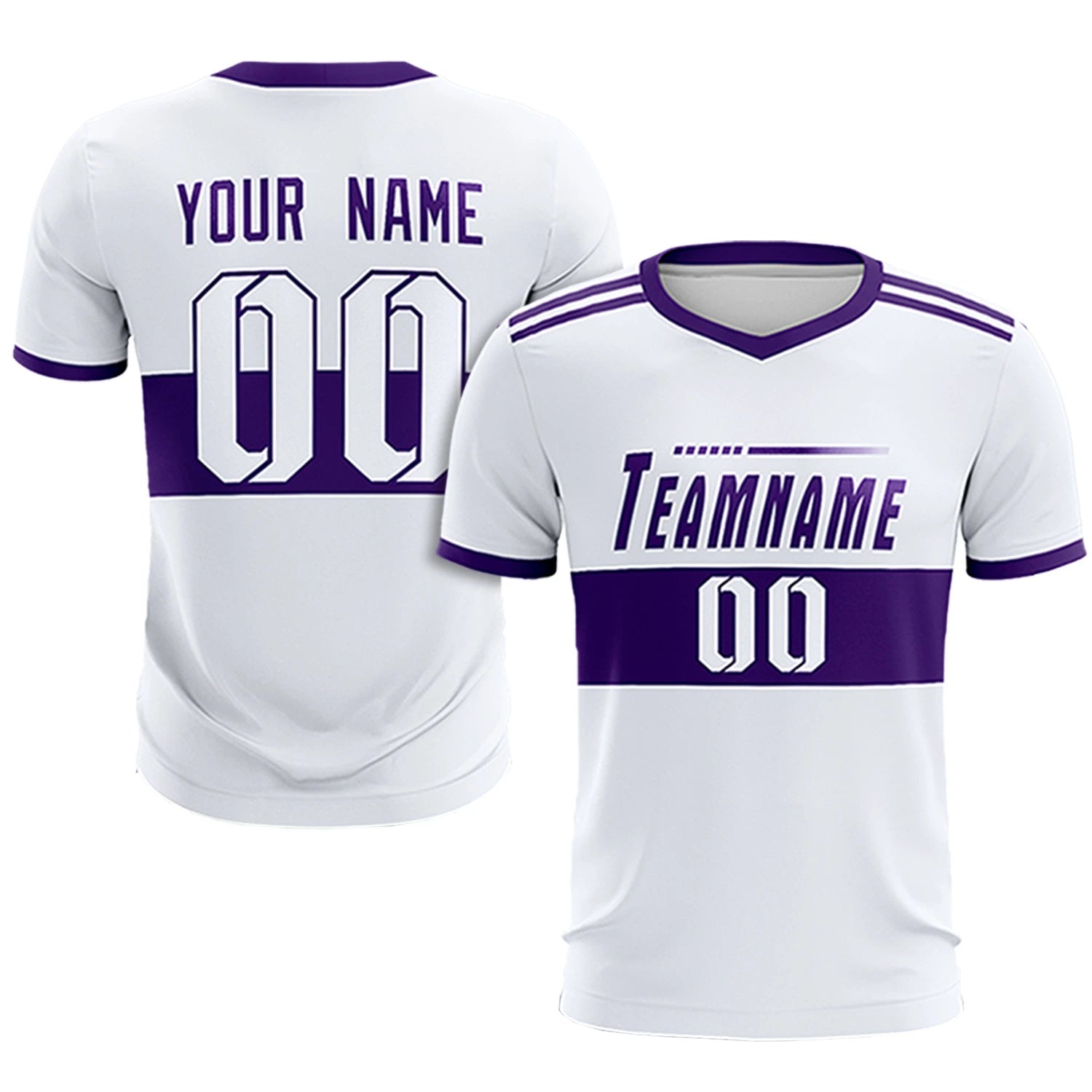 Custom White Purple Breathable Soccer Sets Jersey