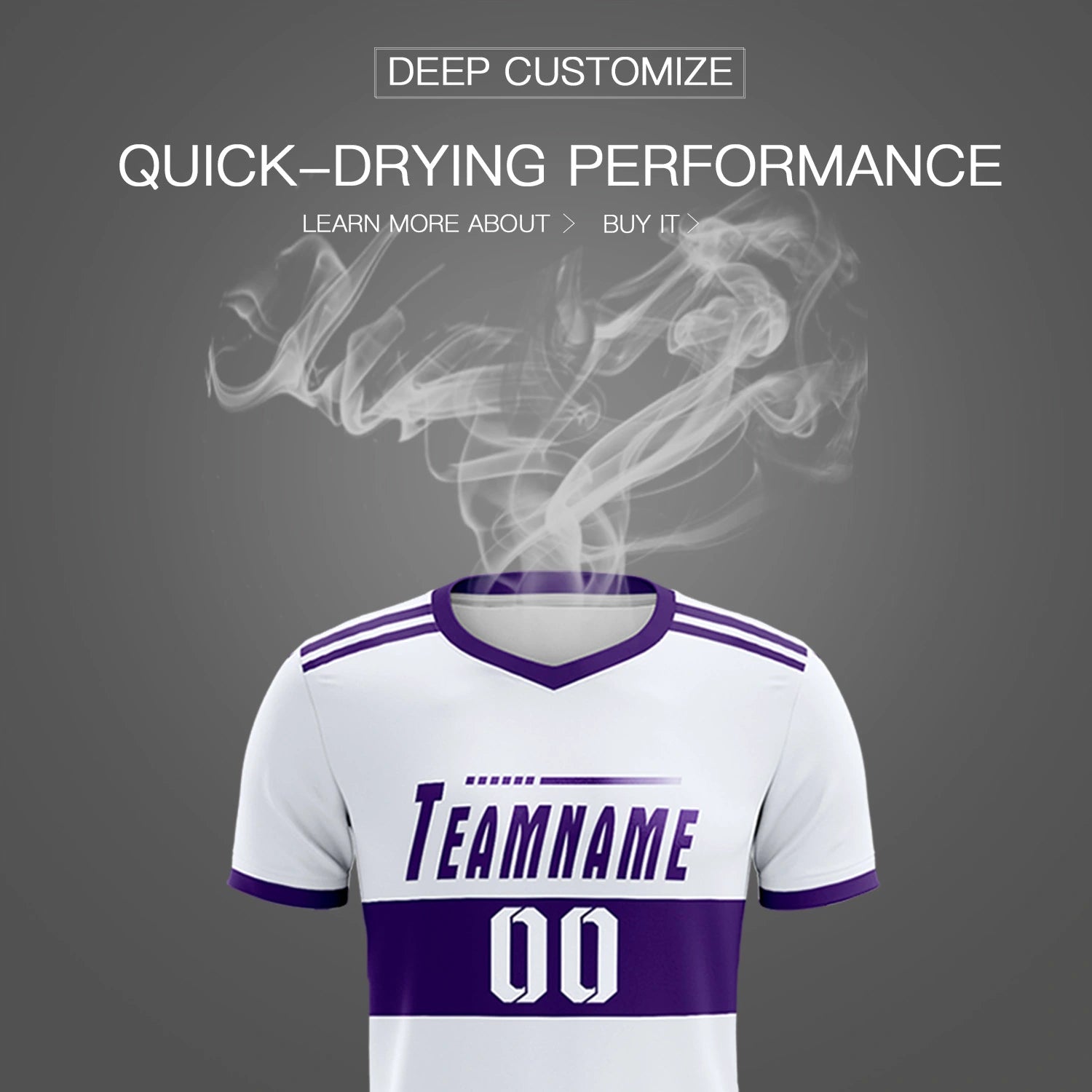 Custom White Purple Breathable Soccer Sets Jersey