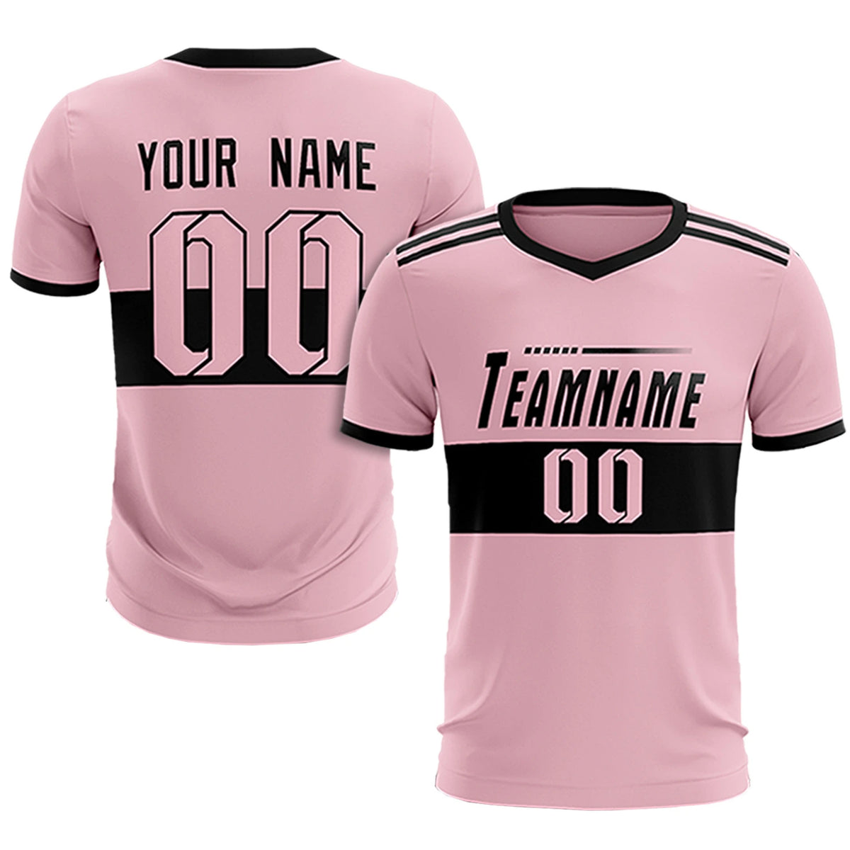 Custom Light Pink-Black Breathable Soccer Sets Jersey