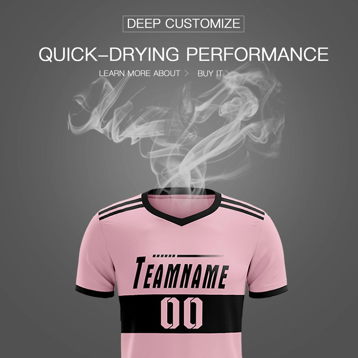 Custom Light Pink-Black Breathable Soccer Sets Jersey