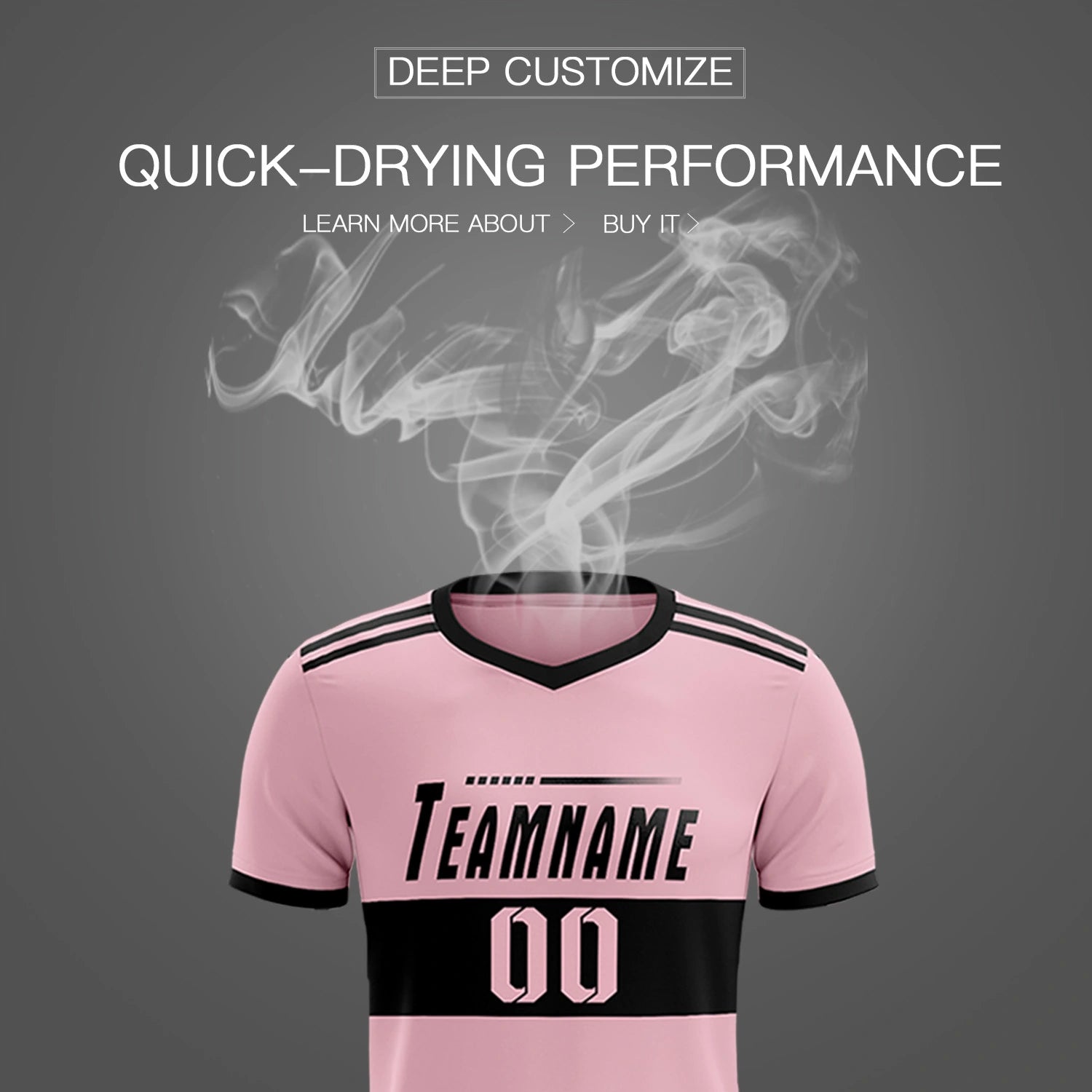 Custom Light Pink-Black Breathable Soccer Sets Jersey
