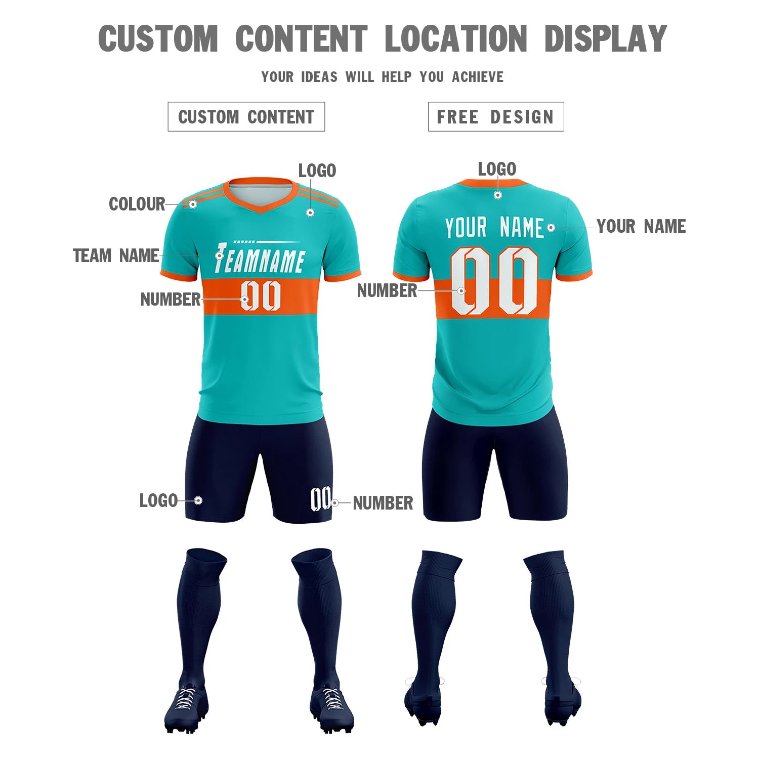 Custom Bright Green-Navy Breathable Soccer Sets Jersey