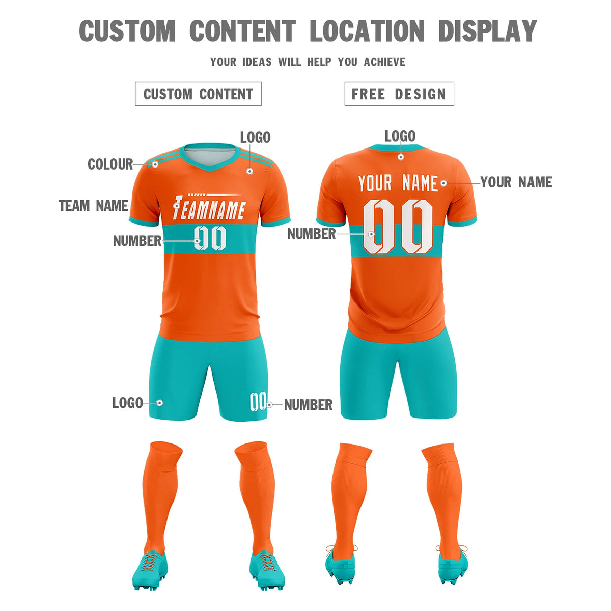 Custom Orange-Bright Green Breathable Soccer Sets Jersey