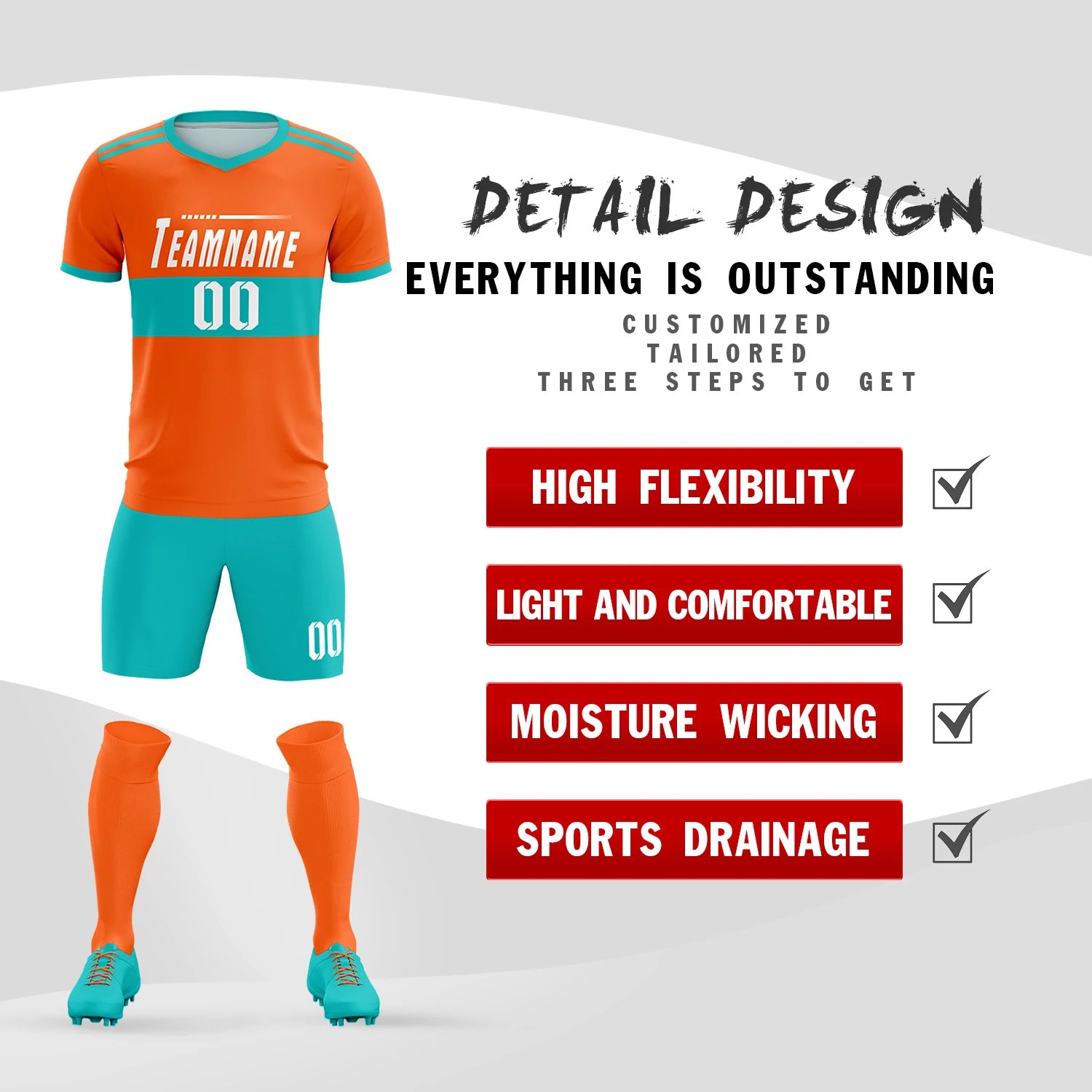 Custom Orange-Bright Green Breathable Soccer Sets Jersey