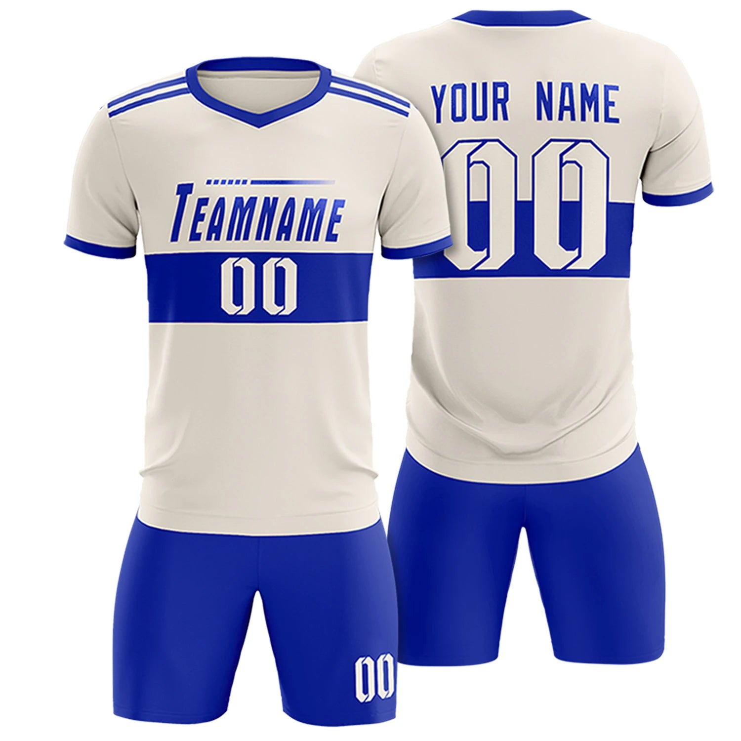 Custom Khaki-Royal Blue Breathable Soccer Sets Jersey