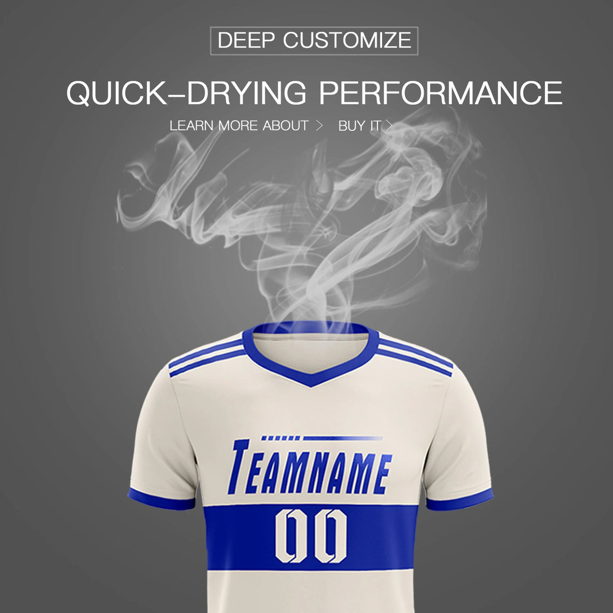 Custom Khaki-Royal Blue Breathable Soccer Sets Jersey