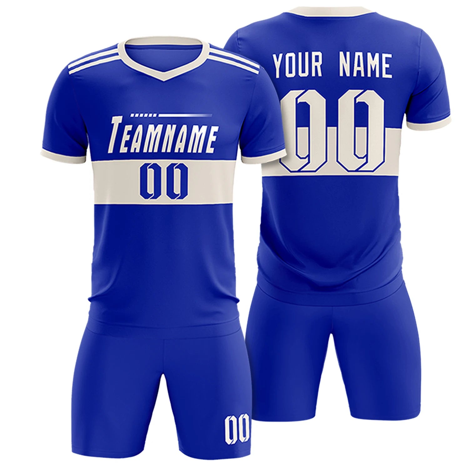 Custom Royal Blue-Khaki Breathable Soccer Sets Jersey