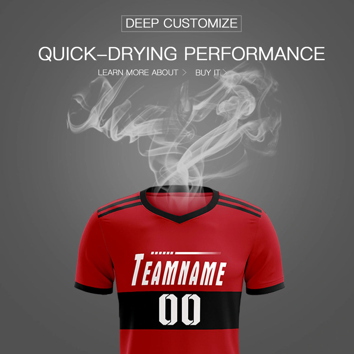 Custom Red Black Breathable Soccer Sets Jersey