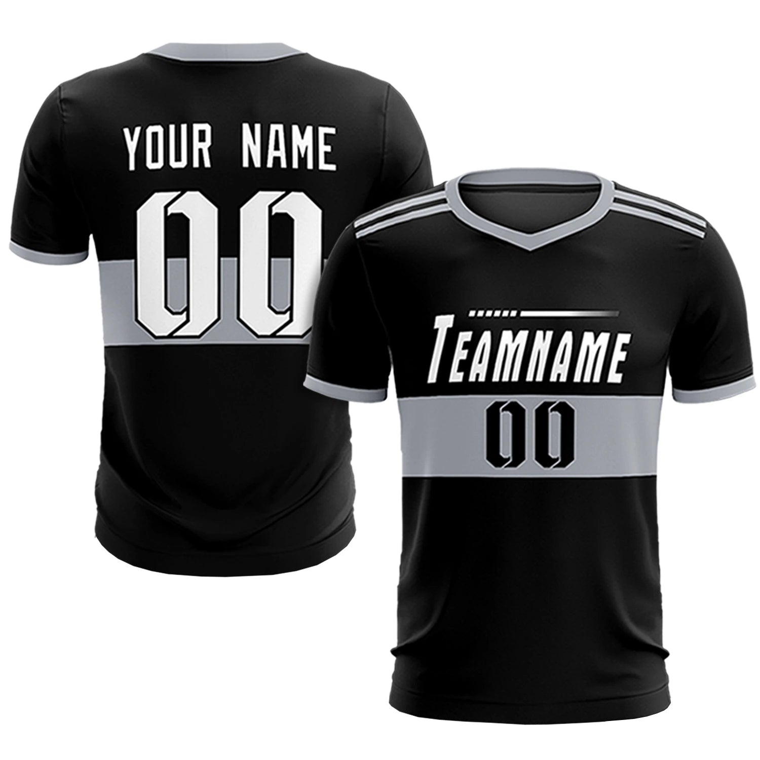 Custom Black Gray Breathable Soccer Sets Jersey