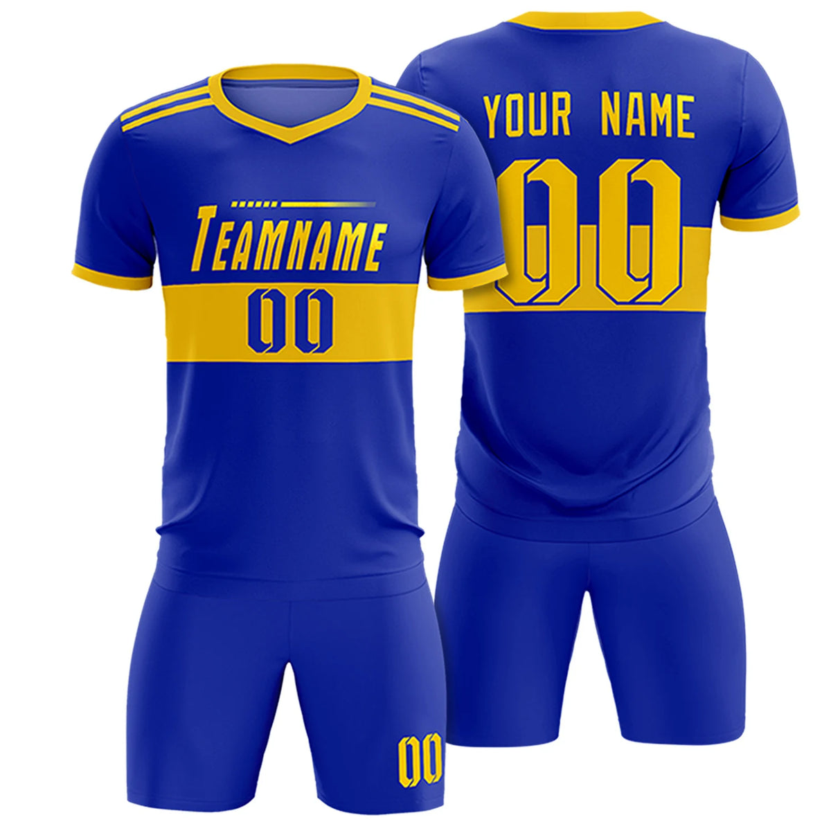 Custom Royal Blue-Gold 01 Breathable Soccer Sets Jersey