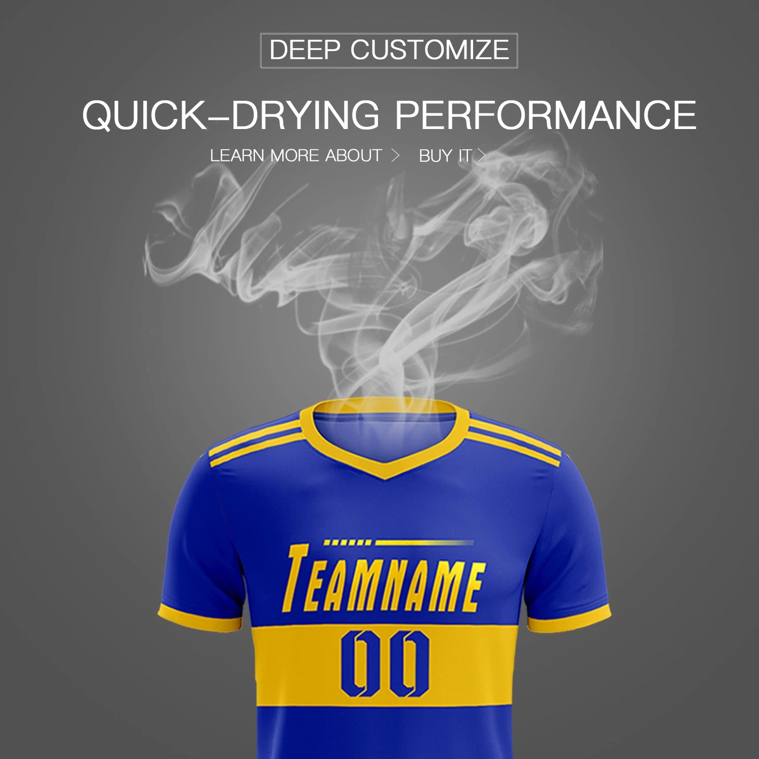 Custom Royal Blue-Gold 01 Breathable Soccer Sets Jersey