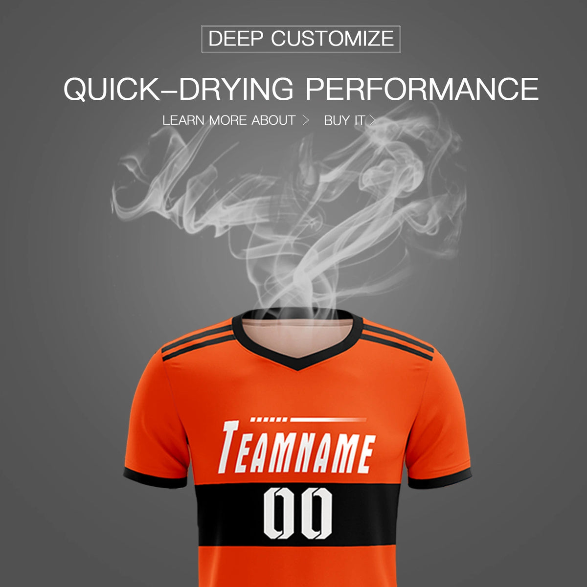 Custom Orange Black Breathable Soccer Sets Jersey