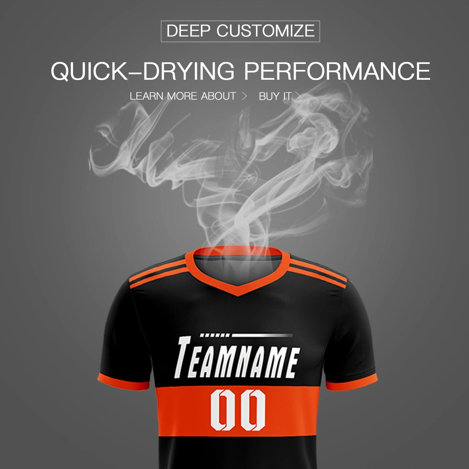 Custom Black Orange Breathable Soccer Sets Jersey