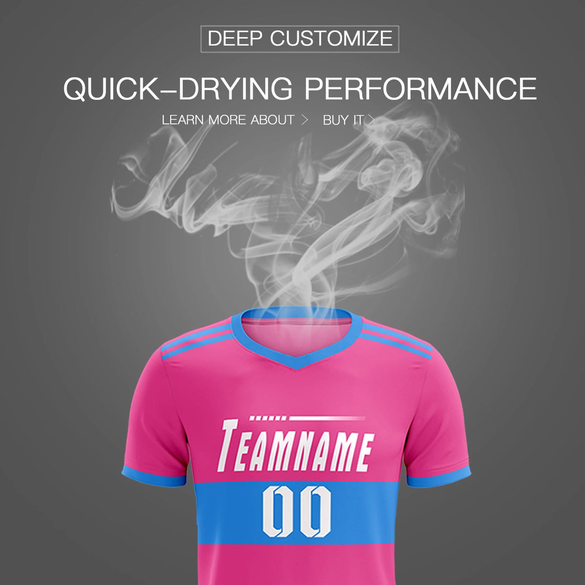 Custom Pink-Powder Blue Breathable Soccer Sets Jersey