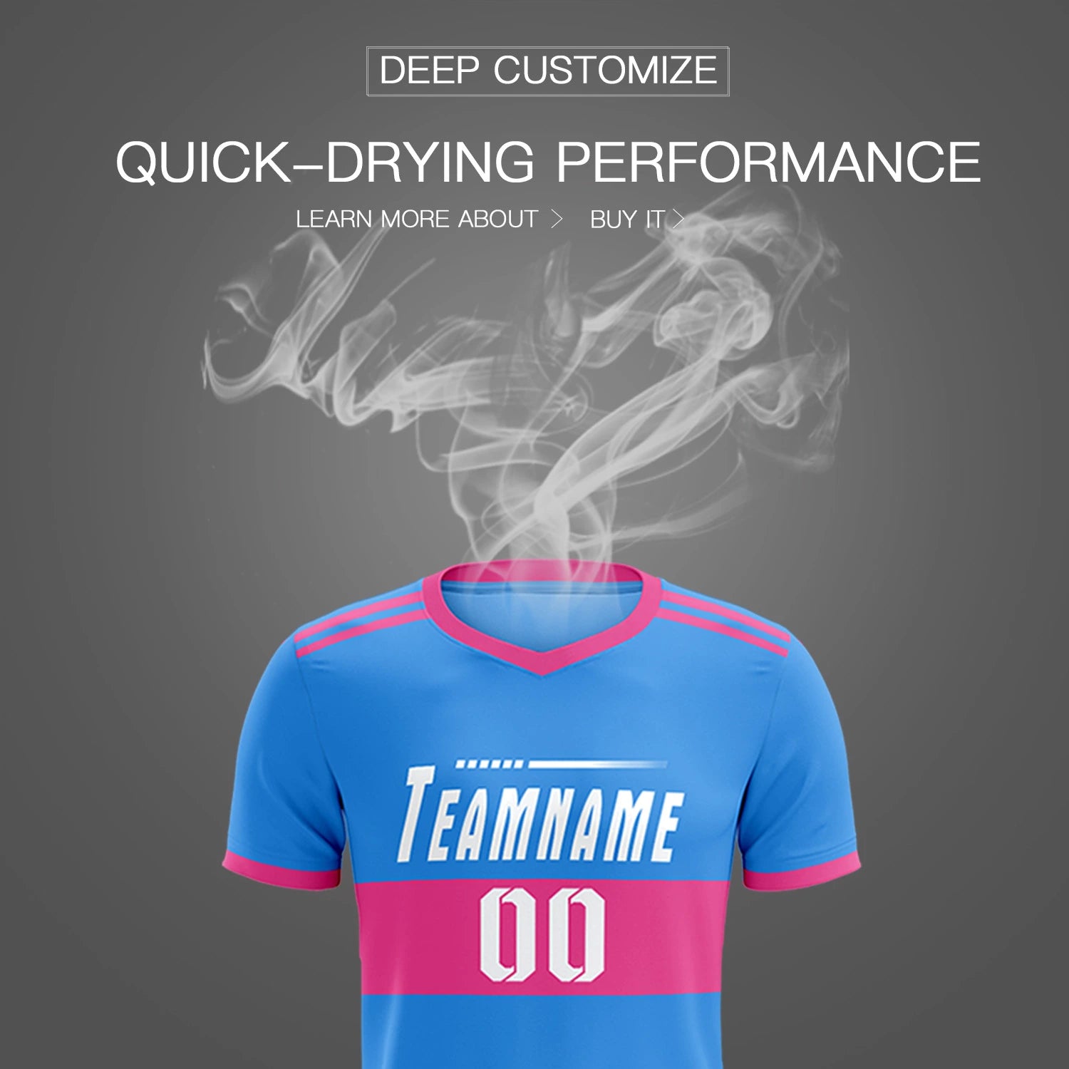 Custom Powder Blue-Pink Breathable Soccer Sets Jersey