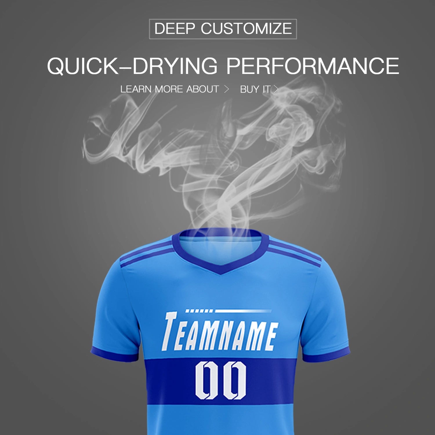 Custom Powder Blue-Royal Blue Breathable Soccer Sets Jersey