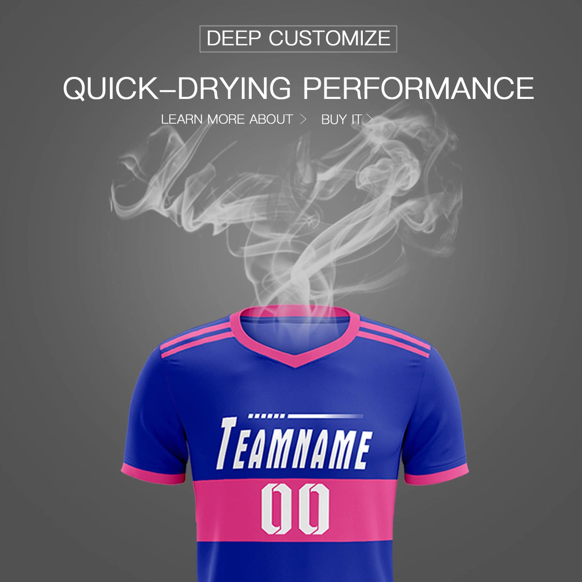 Custom Royal Blue-Pink Breathable Soccer Sets Jersey